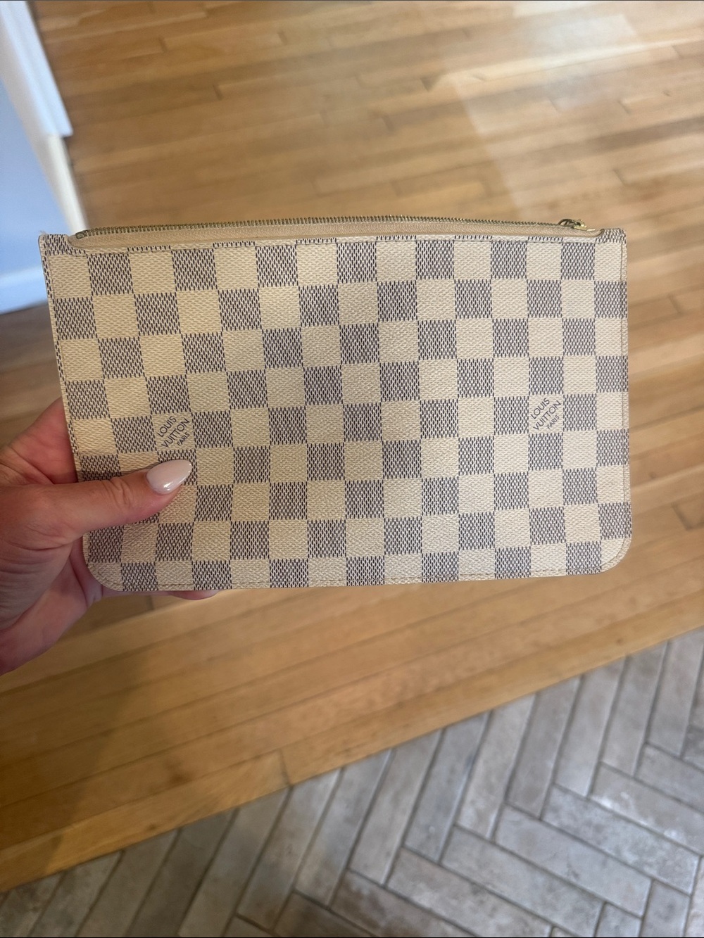 Louis Vuitton Damier Azur Zip Pouch in Cream and Light Gray